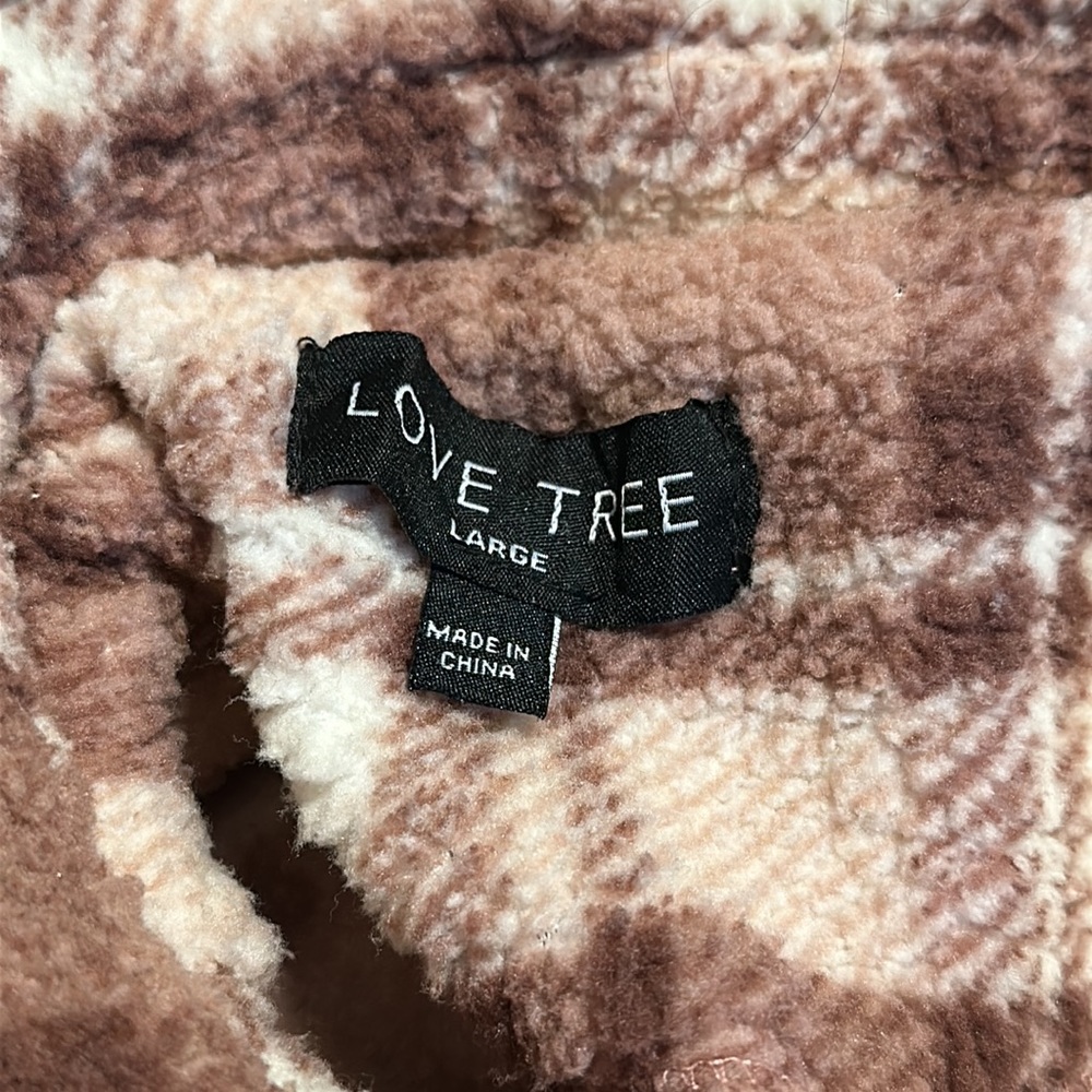 😊 Love Tree Sherpa Shirt Jacket Shacket - Picture 4 of 5